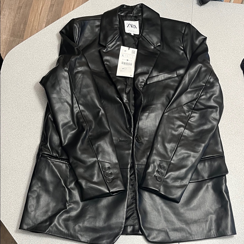 Stunning Black Zara Faux Leather Blazer